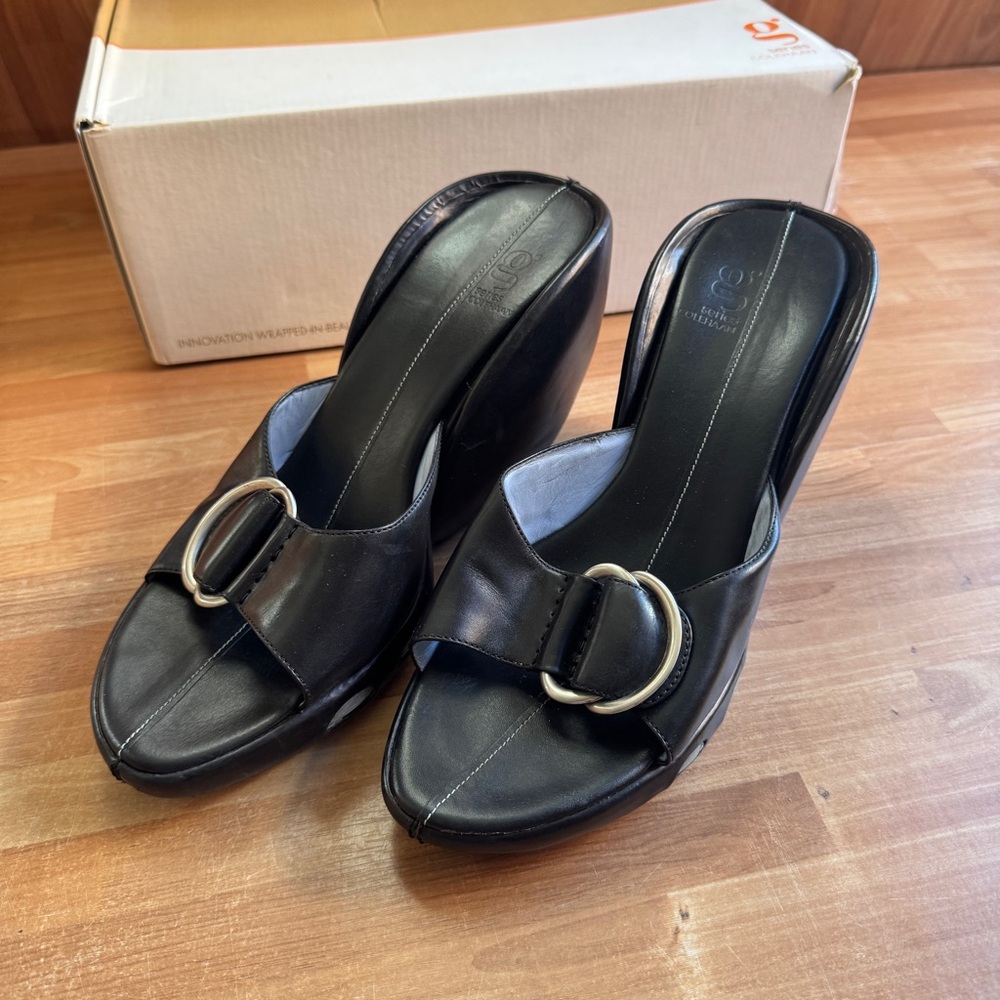 Cole Haan G Series "Cologne" Sandal Wedges, Black. Nike air sole size 8.5